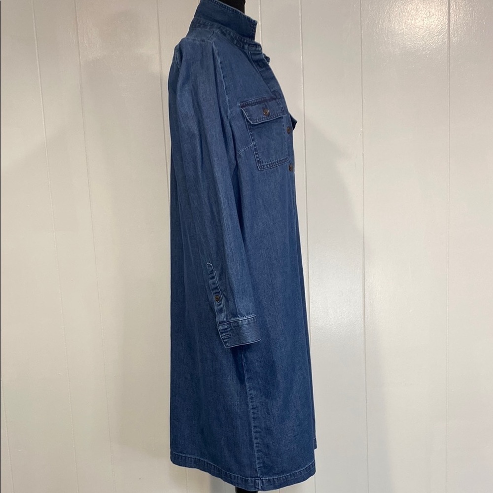 J. Crew Dress Shirt Dress Pockets Blue Denim Cottagecore Preppy Size 10 - Picture 7 of 10